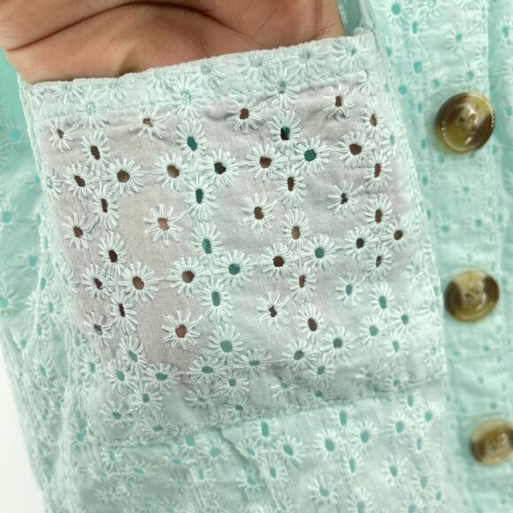 Little Lass Toddler Girls Aqua Eyelet Flutter Sleeve Dress 4T – A-Line - Picture 3 of 9